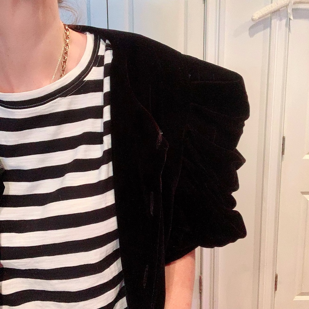 Vintage Galinda Wang rich velvet puff sleeve top